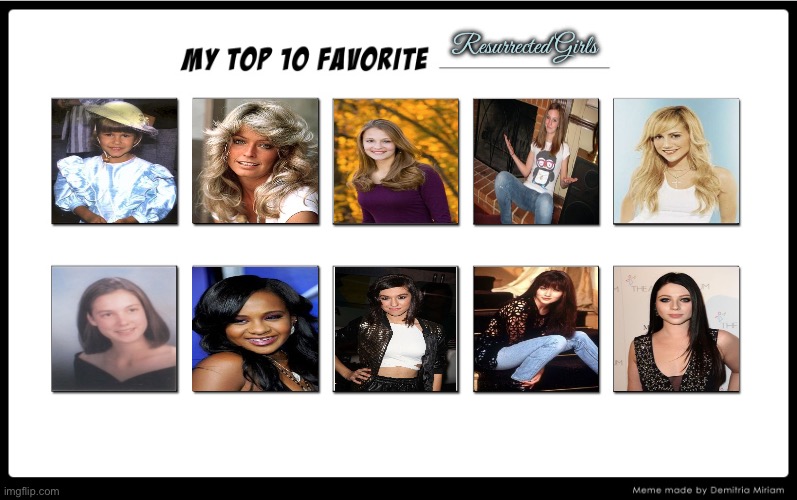 My Top 10 Resurrected Girls | Resurrected Girls | image tagged in my top 10,girl,pretty girl,beautiful girl,resurrection,girls | made w/ Imgflip meme maker