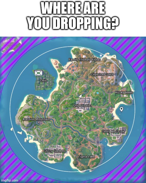 Brainrot fortnite island | WHERE ARE YOU DROPPING? | image tagged in fortnite,fortnite memes | made w/ Imgflip meme maker