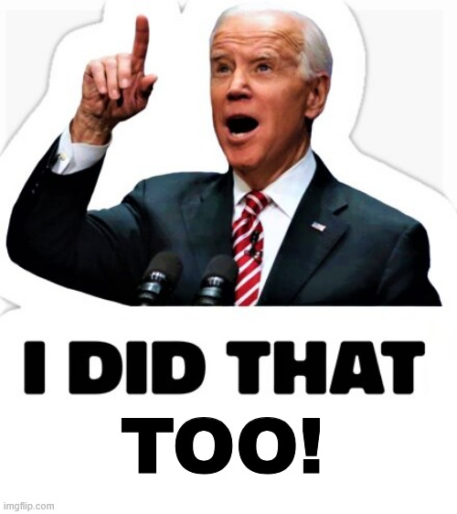 Biden - I did that! | TOO! | image tagged in biden - i did that | made w/ Imgflip meme maker