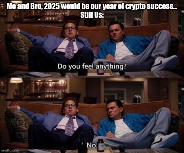 crypto | Me and Bro, 2025 would be our year of crypto success...

Still Us: | image tagged in crypto,fun | made w/ Imgflip meme maker