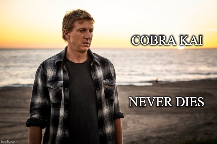 Johnny Lawrence Thinking Test | COBRA KAI; NEVER DIES | image tagged in cobra kai | made w/ Imgflip meme maker