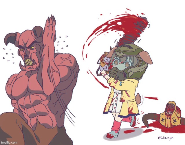 image tagged in korone chases demon | made w/ Imgflip meme maker