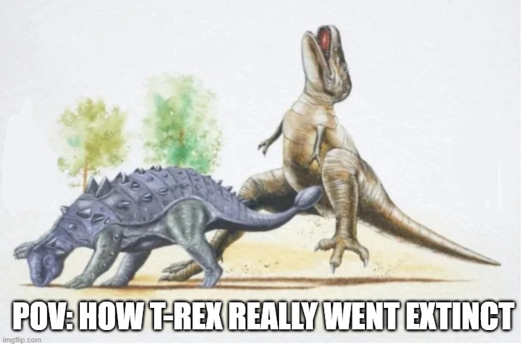 Poor T-Rex | POV: HOW T-REX REALLY WENT EXTINCT | image tagged in dinosaurs,history | made w/ Imgflip meme maker