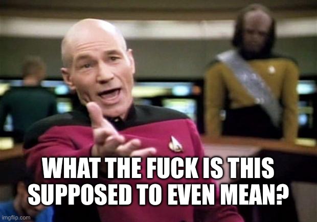 WHAT THE FUCK IS THIS SUPPOSED TO EVEN MEAN? | image tagged in startrek | made w/ Imgflip meme maker