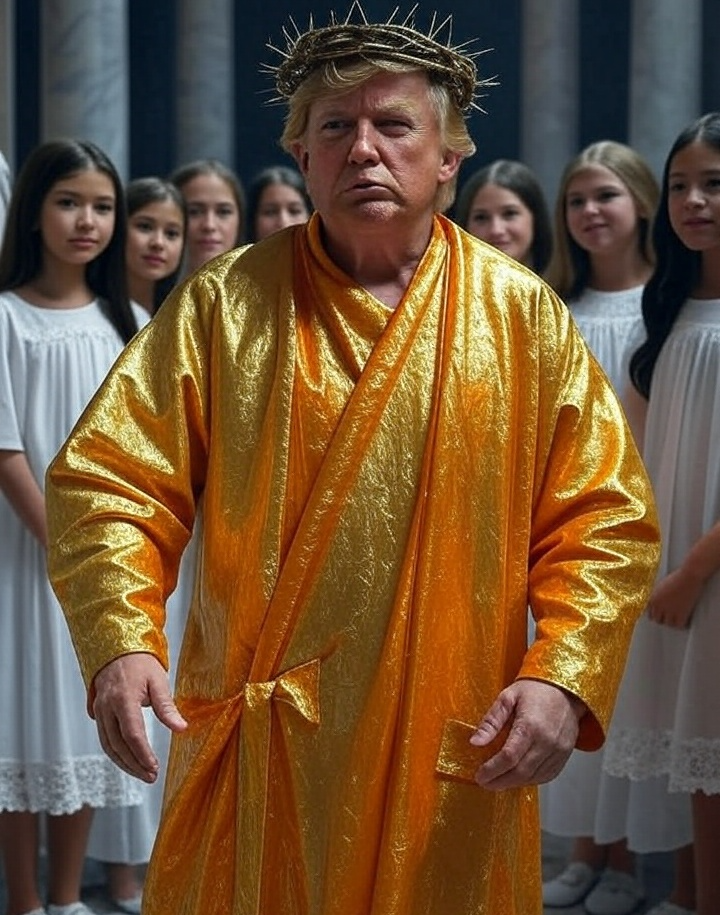 Donald Trump orange robe messiah jesus little girls Blank Meme Template