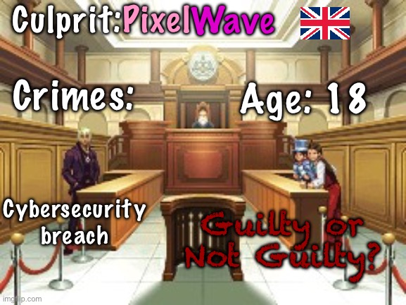 They're judging you | Culprit:; Pixel; Wave; Crimes:; Age: 18; Cybersecurity breach; Guilty or Not Guilty? | image tagged in they're judging you | made w/ Imgflip meme maker
