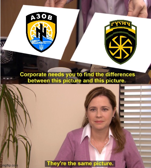 Rusich is the russian version of Azov | image tagged in memes,they're the same picture,nazi,russia,ukraine | made w/ Imgflip meme maker