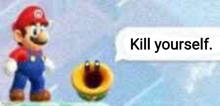 Mario talking flower | Kill yourself. | image tagged in mario talking flower | made w/ Imgflip meme maker