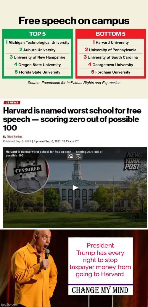 Anti free speech Harvard | President Trump has every right to stop taxpayer money from going to Harvard. | image tagged in president trump,defunding,fascist,universities | made w/ Imgflip meme maker