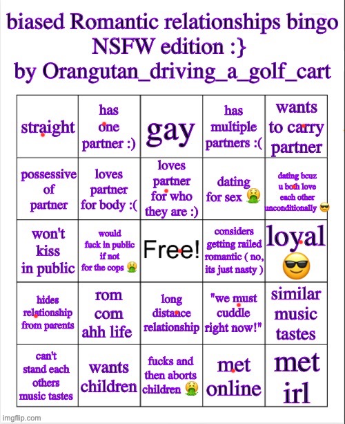 The rutabagas are back | image tagged in biased romantic relationships bingo | made w/ Imgflip meme maker