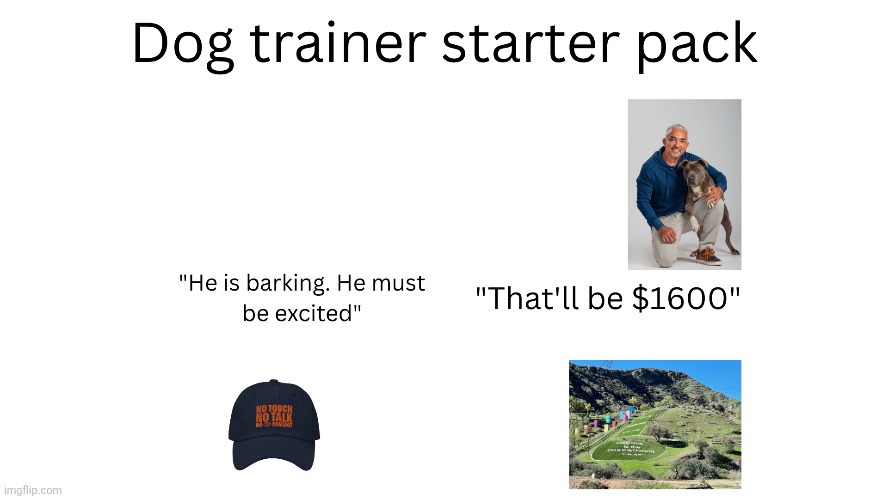 Dog trainer starter pack | image tagged in starter pack | made w/ Imgflip meme maker