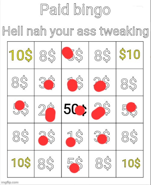 how it feels buying anything more than $5: :wallet: :flies: | image tagged in paid bingo by obsidian | made w/ Imgflip meme maker