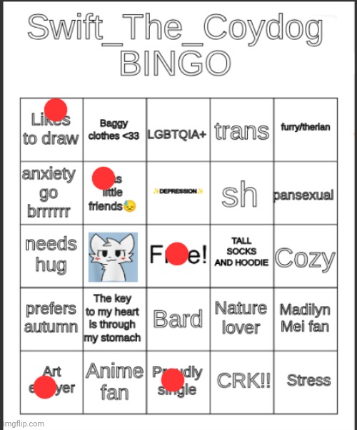 Swift_The_Coydog Bingo | image tagged in swift_the_coydog bingo | made w/ Imgflip meme maker