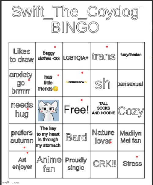 Some of this sounds too much like attention seeking | image tagged in swift_the_coydog bingo | made w/ Imgflip meme maker