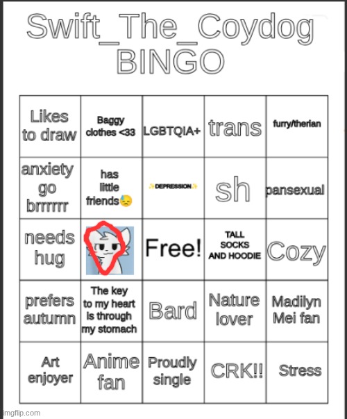 Swift_The_Coydog Bingo | image tagged in swift_the_coydog bingo | made w/ Imgflip meme maker