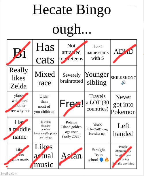 Hecate Bingo | image tagged in hecate bingo | made w/ Imgflip meme maker