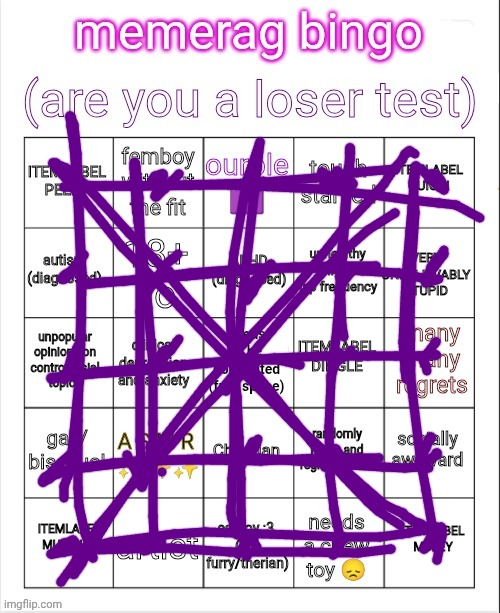 memerag loser bingo | image tagged in memerag loser bingo | made w/ Imgflip meme maker