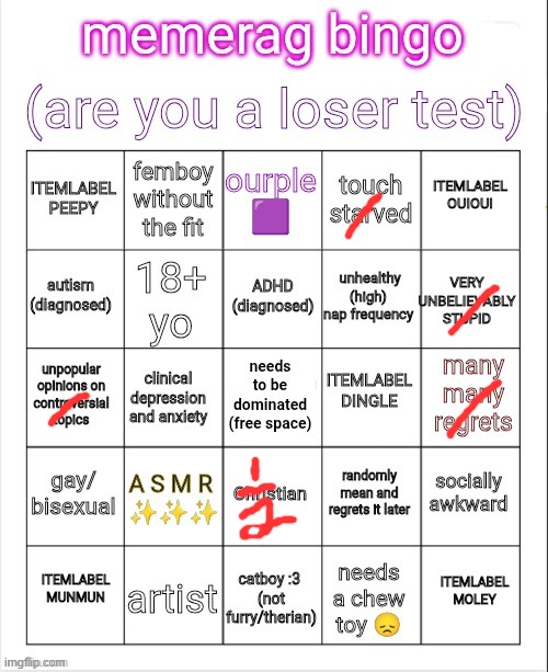 memerag loser bingo | image tagged in memerag loser bingo | made w/ Imgflip meme maker