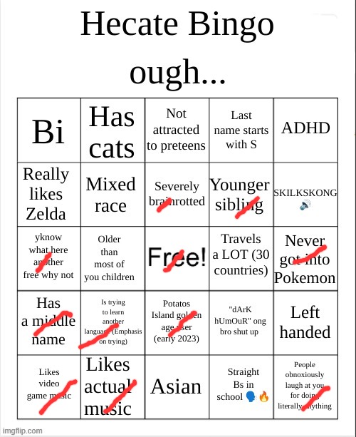 Hecate Bingo | image tagged in hecate bingo | made w/ Imgflip meme maker