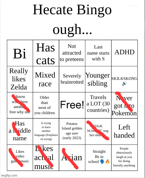 Hecate Bingo | image tagged in hecate bingo | made w/ Imgflip meme maker