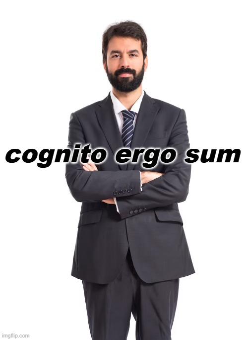 man | cognito ergo sum | image tagged in man | made w/ Imgflip meme maker