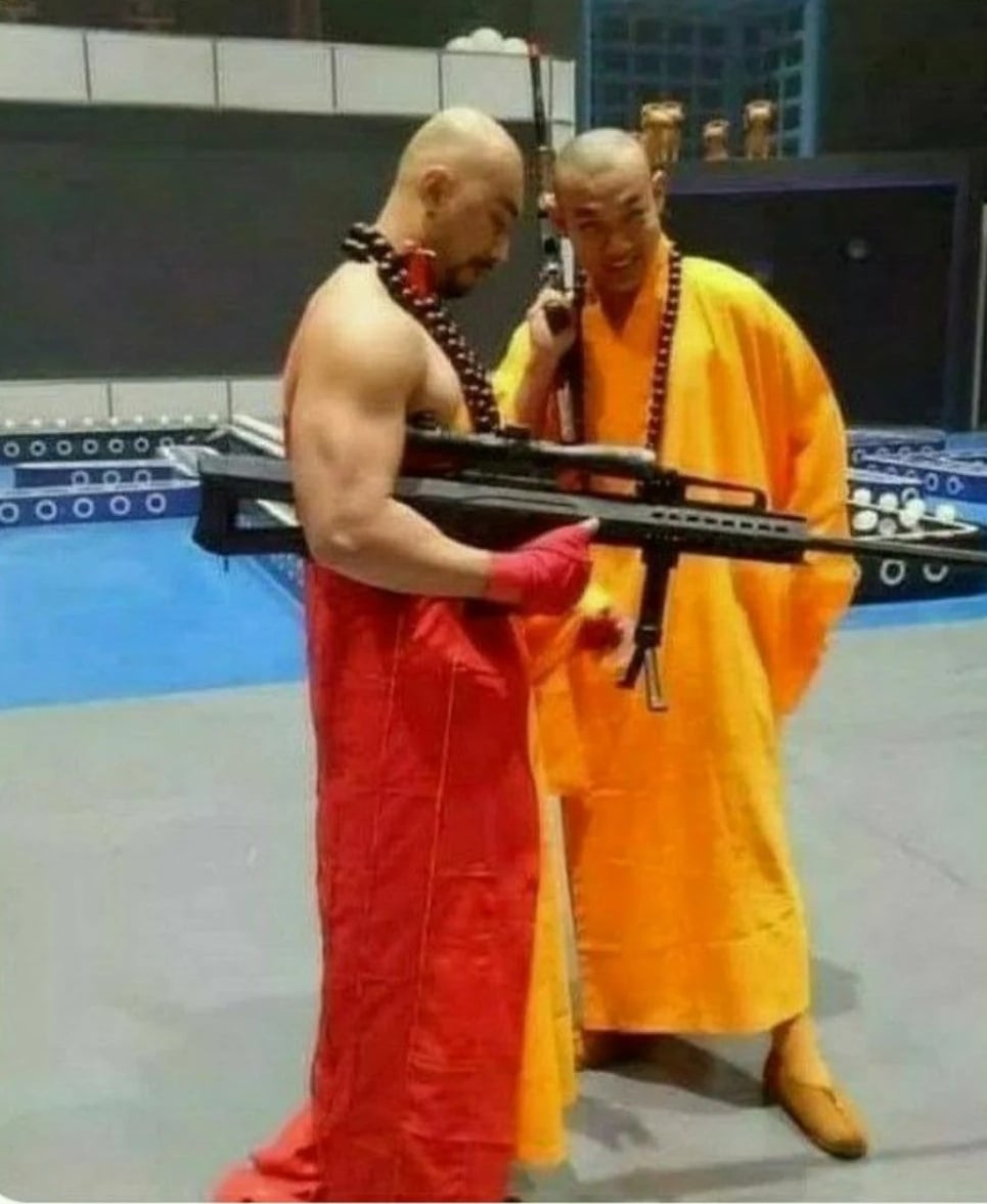Buddha gun Blank Meme Template