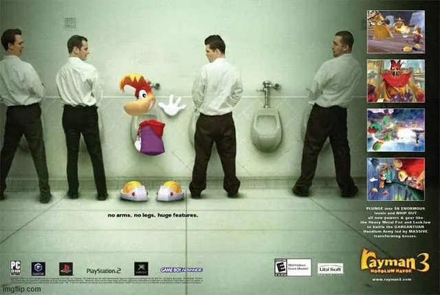 this is official marketing for rayman 3 | made w/ Imgflip meme maker
