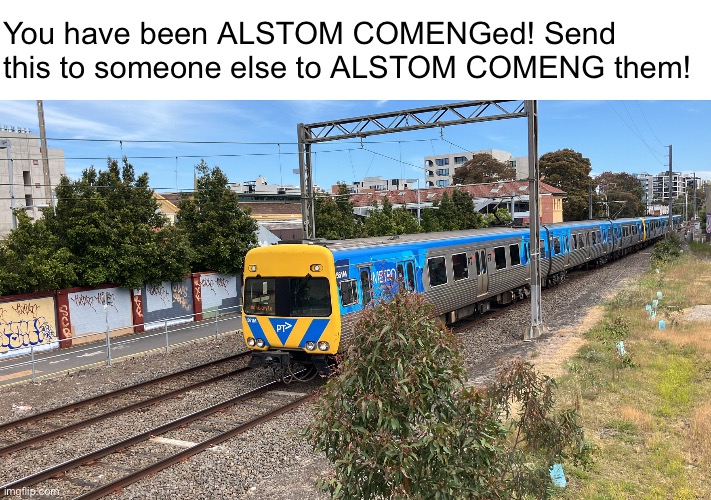 ALSTOM COMENG | You have been ALSTOM COMENGed! Send this to someone else to ALSTOM COMENG them! | image tagged in alstom comeng | made w/ Imgflip meme maker