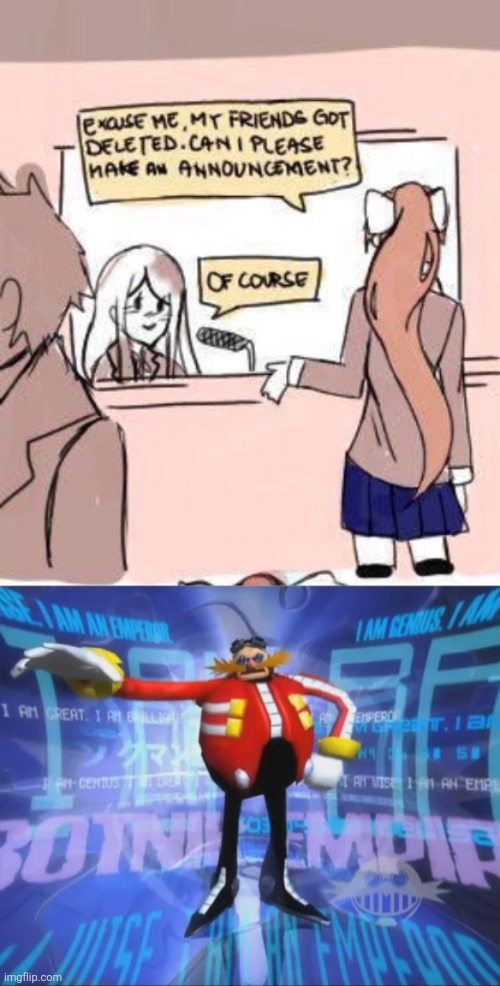 image tagged in eggman's announcement | made w/ Imgflip meme maker