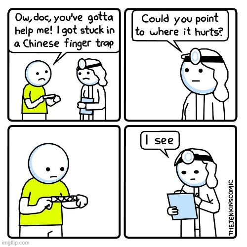 image tagged in doctor,chinese,finger,trap,chinese finger trap,pointing | made w/ Imgflip meme maker