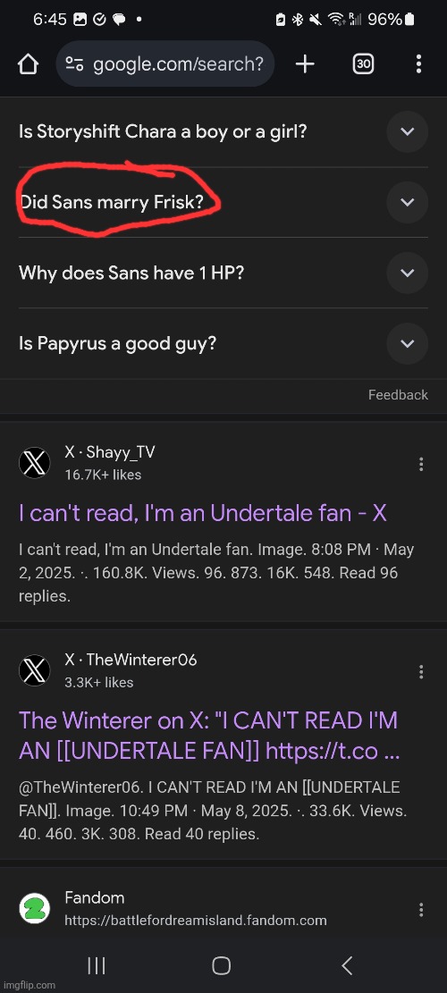 I CAN READ, I HATE (this part of) BEING AN UNDERTALE FAN! | image tagged in i can't read i'm an undertale fan,heya kid je suis le sans de topic | made w/ Imgflip meme maker