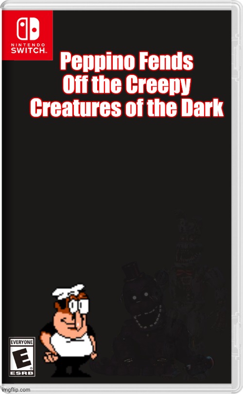 Cucumber in the Dark | Peppino Fends Off the Creepy Creatures of the Dark | image tagged in nintendo switch | made w/ Imgflip meme maker