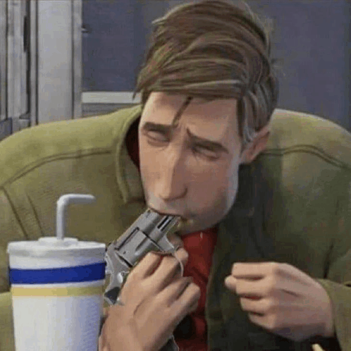 Spider-man gun in mouth Blank Meme Template