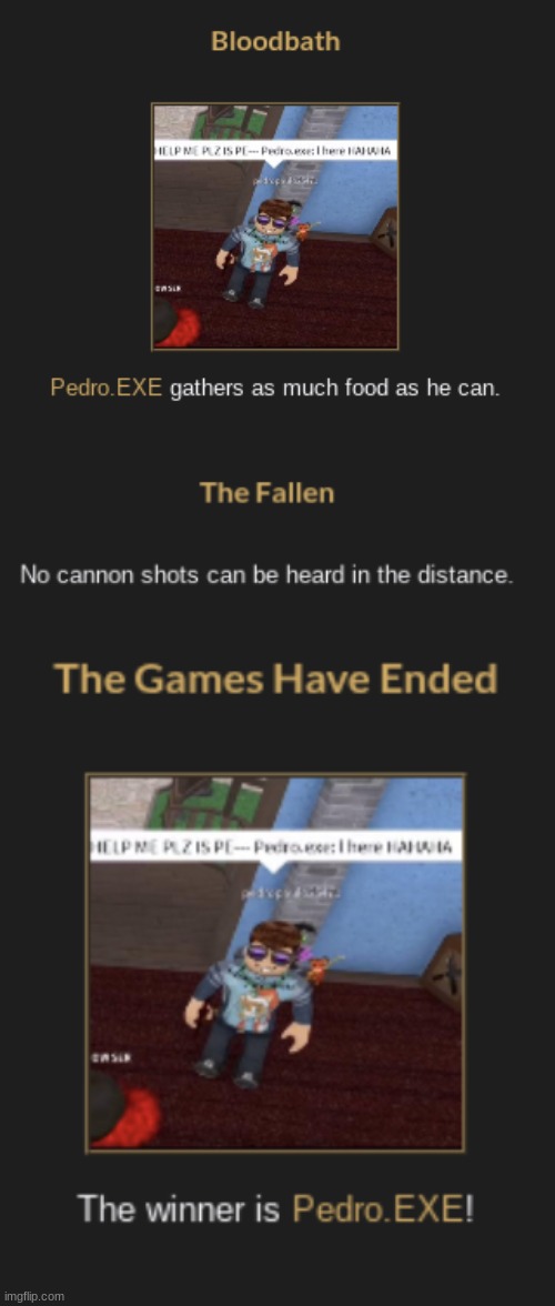 time for hunger games but it's only Pedro.EXE | made w/ Imgflip meme maker