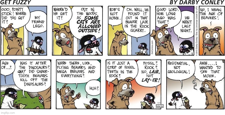 image tagged in comics,get fuzzy,pointy stick,beaver dam | made w/ Imgflip meme maker