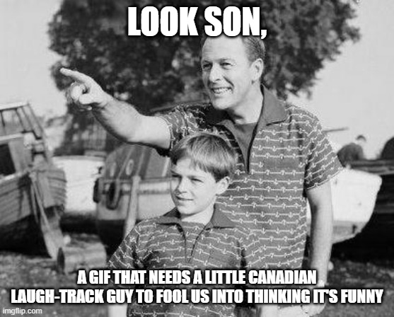 Look Son Meme | LOOK SON, A GIF THAT NEEDS A LITTLE CANADIAN LAUGH-TRACK GUY TO FOOL US INTO THINKING IT'S FUNNY | image tagged in memes,look son | made w/ Imgflip meme maker