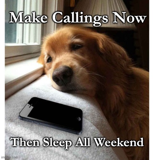 Tired Dog Call Now | Make Callings Now; Then Sleep All Weekend | image tagged in tired dog call now,tired dog sleep wkend | made w/ Imgflip meme maker