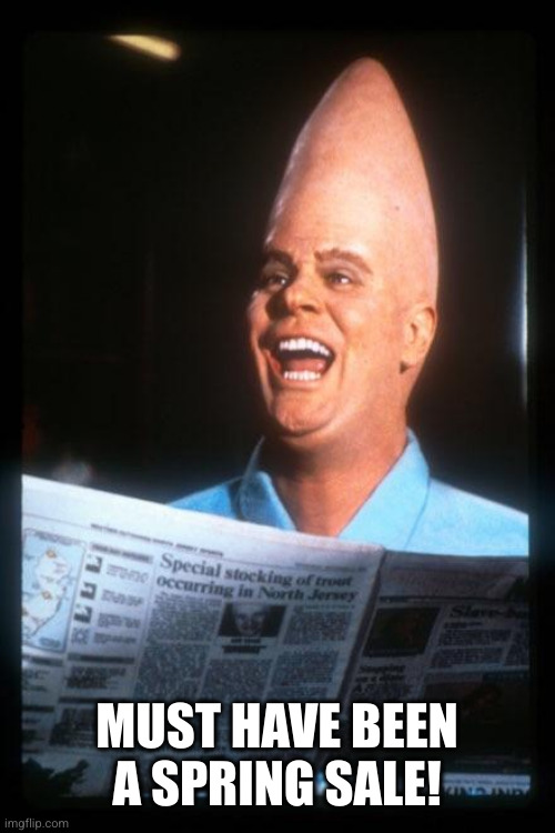 Conehead | MUST HAVE BEEN A SPRING SALE! | image tagged in conehead | made w/ Imgflip meme maker