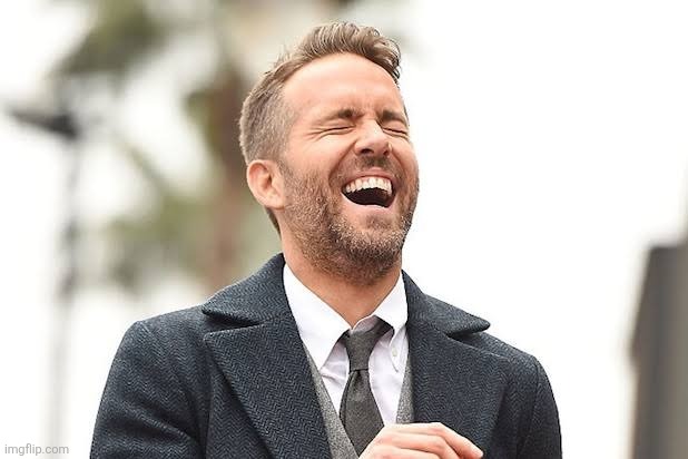 Ryan Reynolds laughing Blank Meme Template
