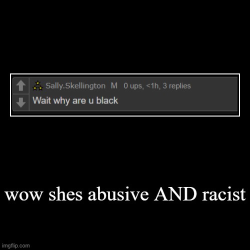 wow shes abusive AND racist | | image tagged in funny,demotivationals | made w/ Imgflip demotivational maker