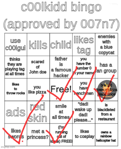 c00lkidd bingo! | image tagged in c00lkidd bingo | made w/ Imgflip meme maker