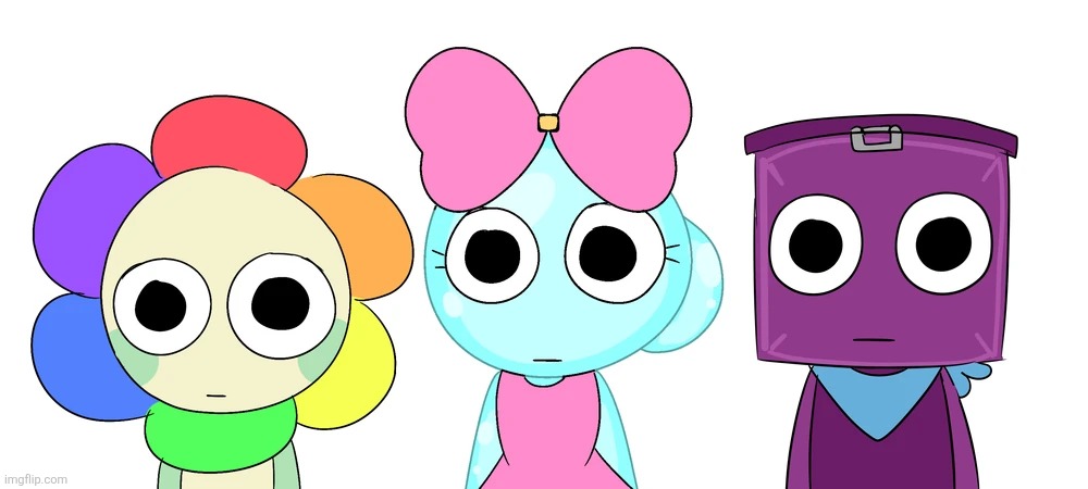 Dandy, Poppy, and Boxten staring.mp3 | image tagged in dandy poppy and boxten staring,dandy,poppy,boxten,dandy's world,dandicus dancifer | made w/ Imgflip meme maker