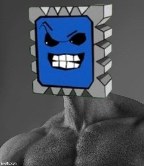 GIGACHAD THWOMPED (axeman cartoons) | image tagged in giga chad,gigachad,super mario,cartoon,horror,comedy | made w/ Imgflip meme maker