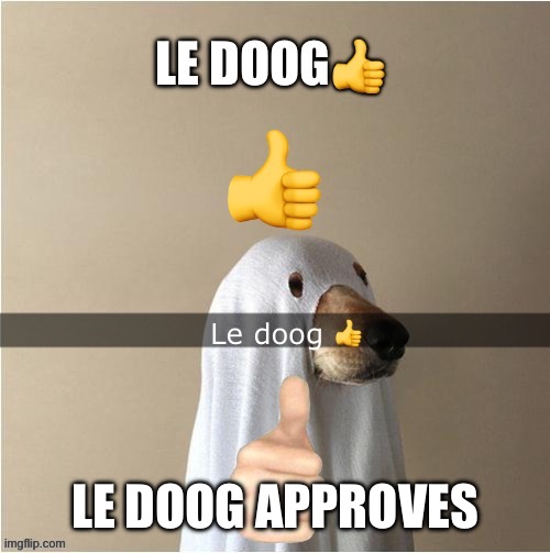 Le doog | LE DOOG APPROVES | image tagged in le doog | made w/ Imgflip meme maker