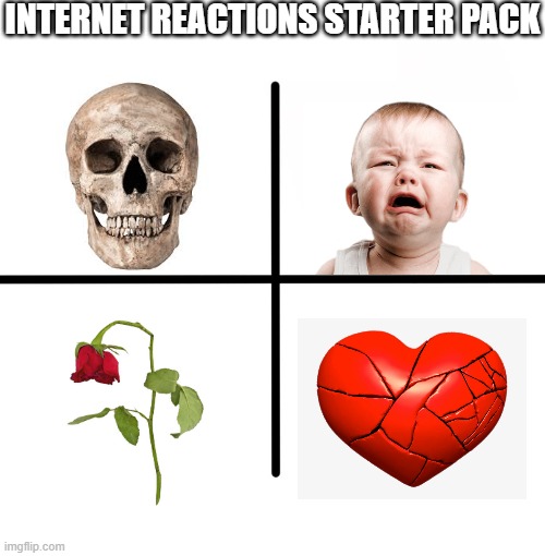 average tiktok caption | INTERNET REACTIONS STARTER PACK | image tagged in memes,blank starter pack,internet,reactions | made w/ Imgflip meme maker