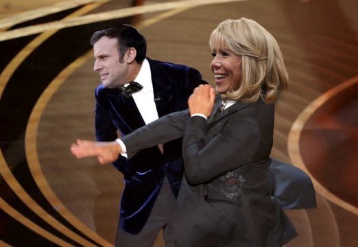 Macron gets bitch slapped by wife Blank Meme Template