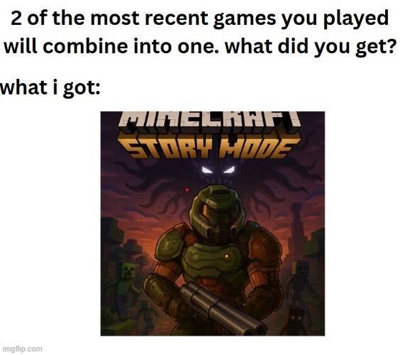 i know its ai generated but look at this master piece despite a zombie having a creeper head | image tagged in doom eternal,doom slayer killing demons,minecraft story mode | made w/ Imgflip meme maker