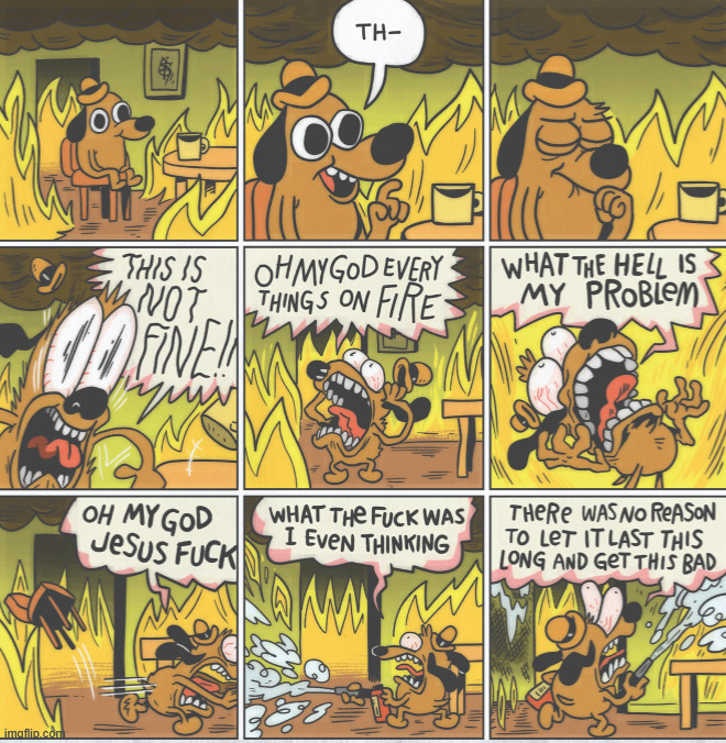 version 2 | image tagged in this is not fine full comic | made w/ Imgflip meme maker