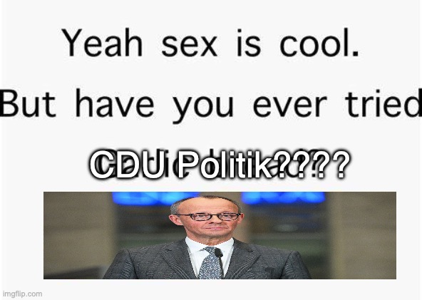 Yeah, sex is cool. But have you ever? | CDU Politik???? | image tagged in yeah sex is cool but have you ever | made w/ Imgflip meme maker