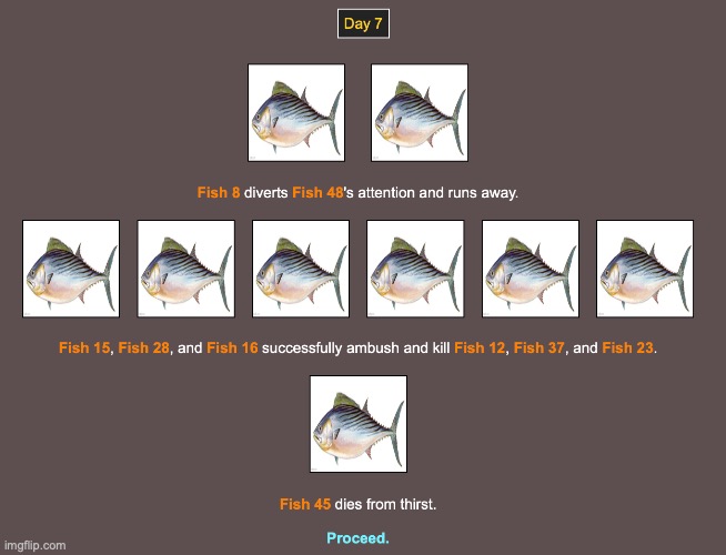 Why did nobody bet on fish 15 cause that bitch killed Yoshi's fish, Radium's fish, Hecate's fish, and Athereal's fish | made w/ Imgflip meme maker